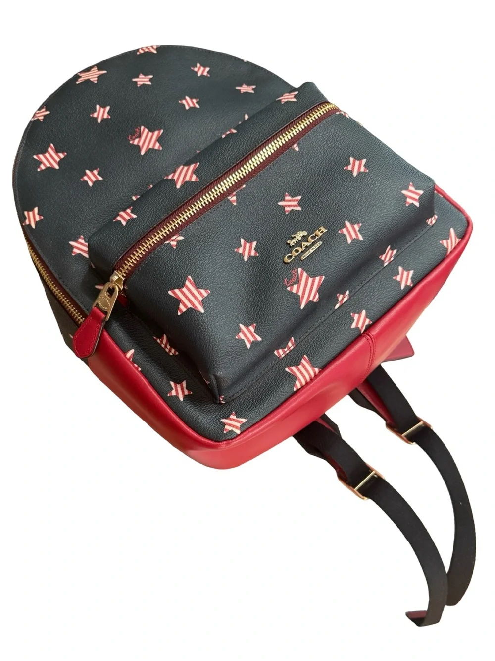 Coach Star-Print Mini Backpack - Black with Red Accents